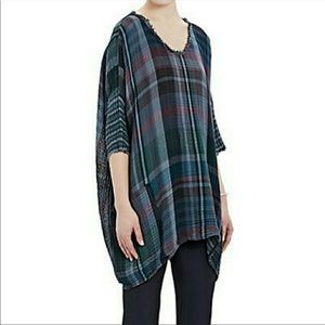 Raquel Allegra plaid gauze paid boxy top